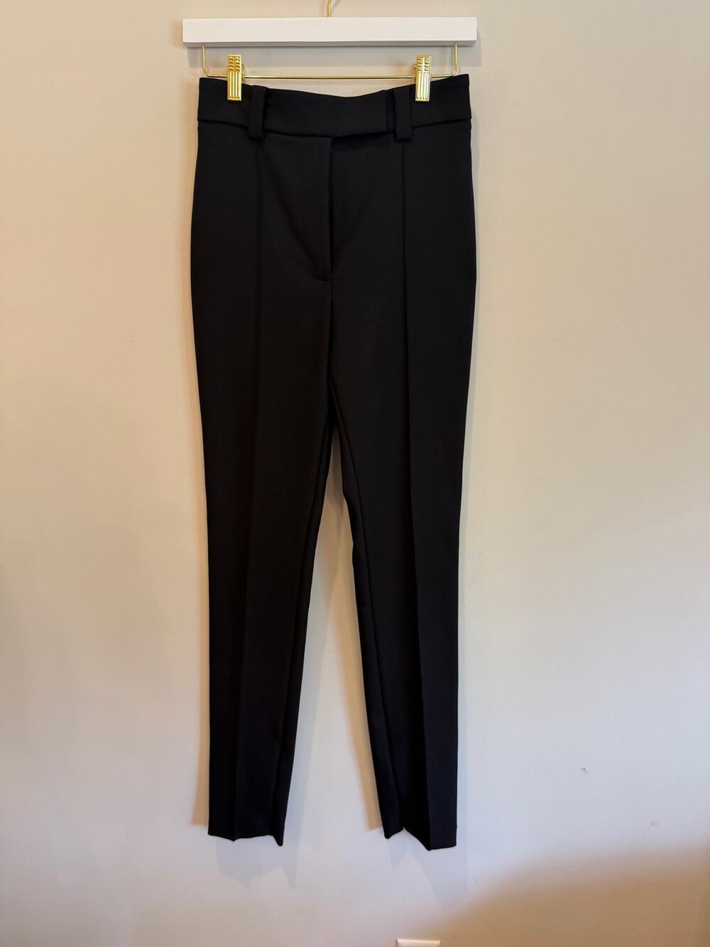 Goop Black Slim Leg Stretch Wool Blend Dress Pants Size 2 Made in Italy